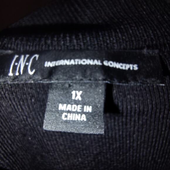 INC International Concepts Women's Black Lace Sleeve Peplum Top Size 1X BG13 - Picture 4 of 4